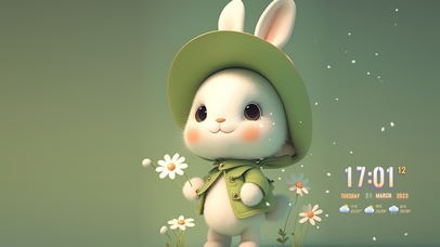 可爱花丛治愈兔兔