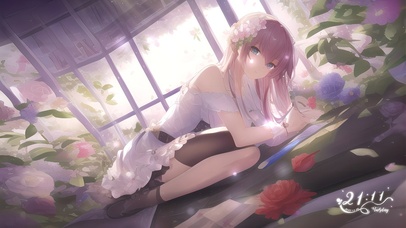 花房的瑜伽少女