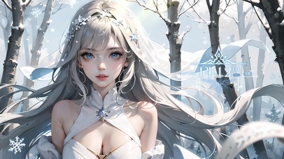 唯美后山雪中美女