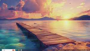 唯美夕阳AI海边-桌面主题