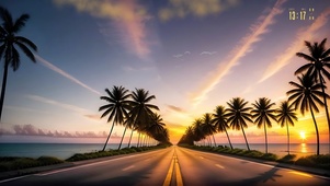 夕阳下的唯美公路