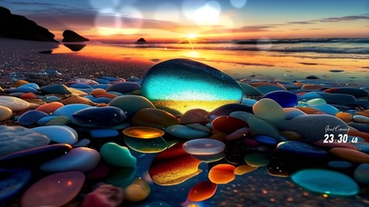 夕阳海滩水晶石