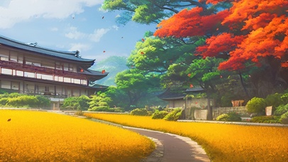 秋日麦田中的小路