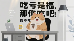 小胖猫萌趣文字系列桌面