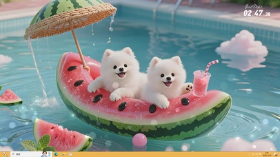 夏日西瓜船里的萨摩耶