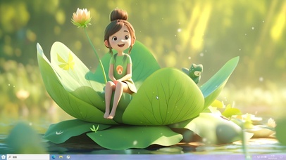 治愈夏日荷塘少女