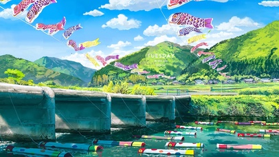 4K唯美治愈日系青山绿水村庄