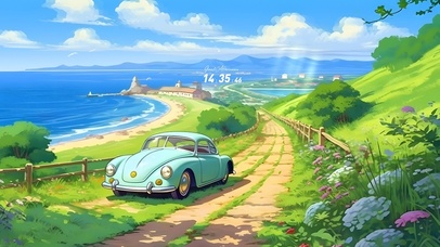 晴空万里的海边