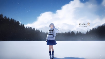 治愈唯美冬季雪山少女