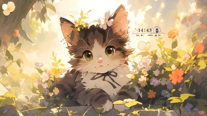 花丛可爱猫咪	