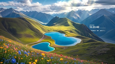 护眼山涧湖泊风景