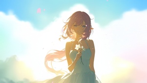 唯美夕阳樱花少女