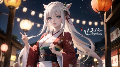 古风汉服灯笼少女