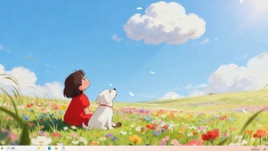 女孩与宠物狗桌面主题