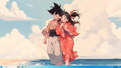 悟空夫妇海边漫步