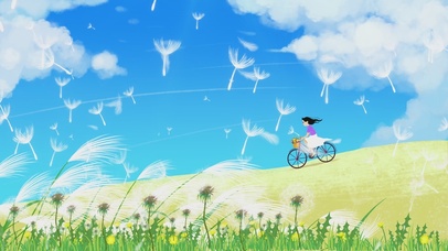 夏天小暑小清新单车羽毛蒲公英