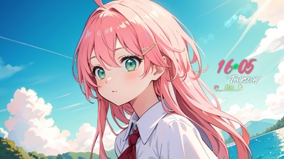 唯美清新粉发少女