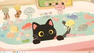 浴缸可爱黑喵