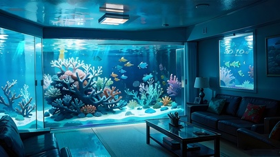 4K唯美水族箱房间