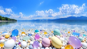 蓝色海洋鹅卵石