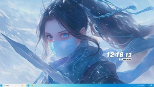 戴面具古风美少女桌面主题