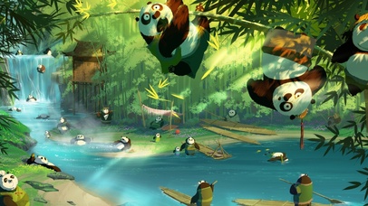 溪边嬉戏的国宝