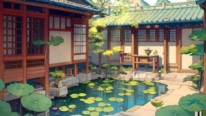 清新小荷庭院