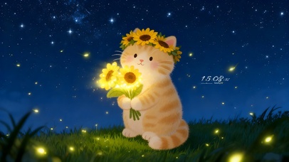 星空下向日葵猫咪