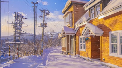 4K唯美治愈日系街道夕阳雪景