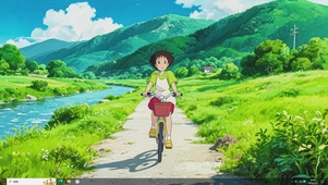 骑行在夏的河畔-桌面主题