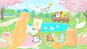 治愈写生女孩