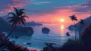 晚霞大海
