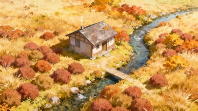 秋日溪边地肤草小屋