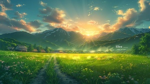 唯美黄昏草原