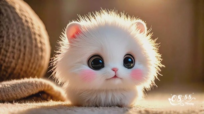 超级呆萌白喵小团子