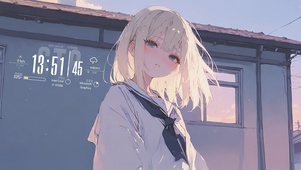 夜幕唯美金发少女
