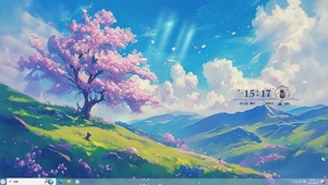 动漫风格AI樱花插画-桌面主题