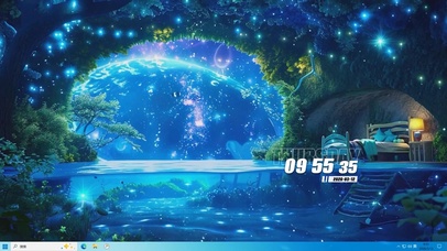 夜色星球河流桌面主题