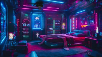 科幻太空霓虹房间