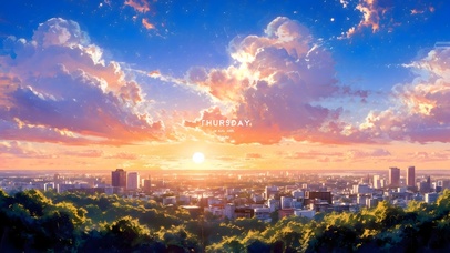 唯美的城市晚霞