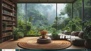 窗外护眼绿景山川桌面主题