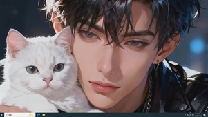 男孩与猫咪桌面主题