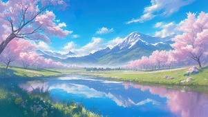 春天樱花河畔