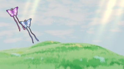 两只蝴蝶在草地上翩翩起舞