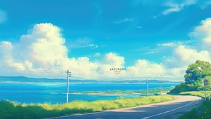 4K唯美简约春天海景公路