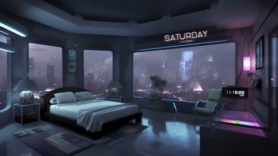 夜晚朋克卧室房间