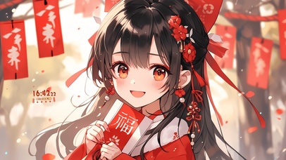 福气满满迎新年可爱萝莉