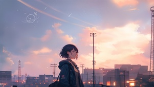 城市女孩夕阳