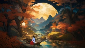 中秋月下桔梗