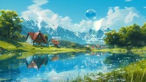 静谧湖泊小屋